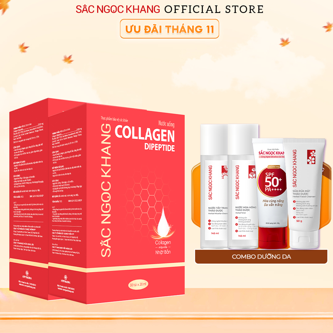Combo 2 Nước uống Collagen 30 túi hỗ trợ sáng da, tăng đàn hồi da, mịn màng và tươi tắn