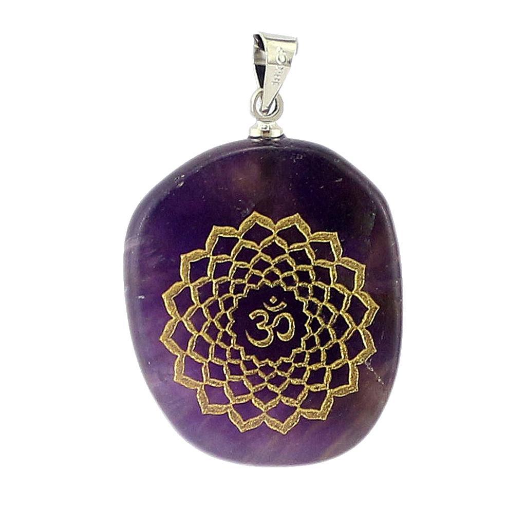 4-8pack Engraved Amethyst Chakra Reiki Energy Healing Crystal Jewellery Pendant