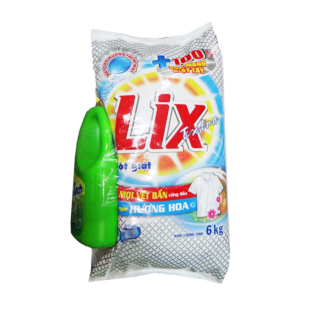 Bột giặt LIX Extra hương hoa 6kg (được nước rửa chén)