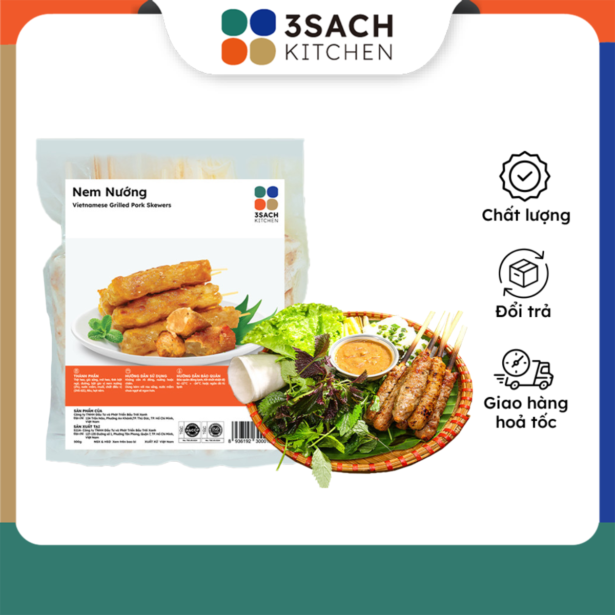 Thịt Nem Nướng 3Sach Kitchen (Túi 500gr)