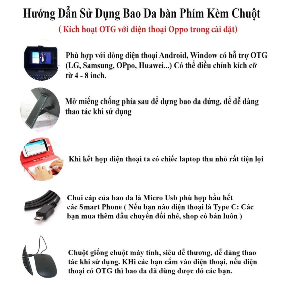 Bàn phím chơi game, Bao da bàn phím kèm chuột có dây sử dụng cho điện thoại, ipad, máy tính bảng...(android) Kết nối OTG