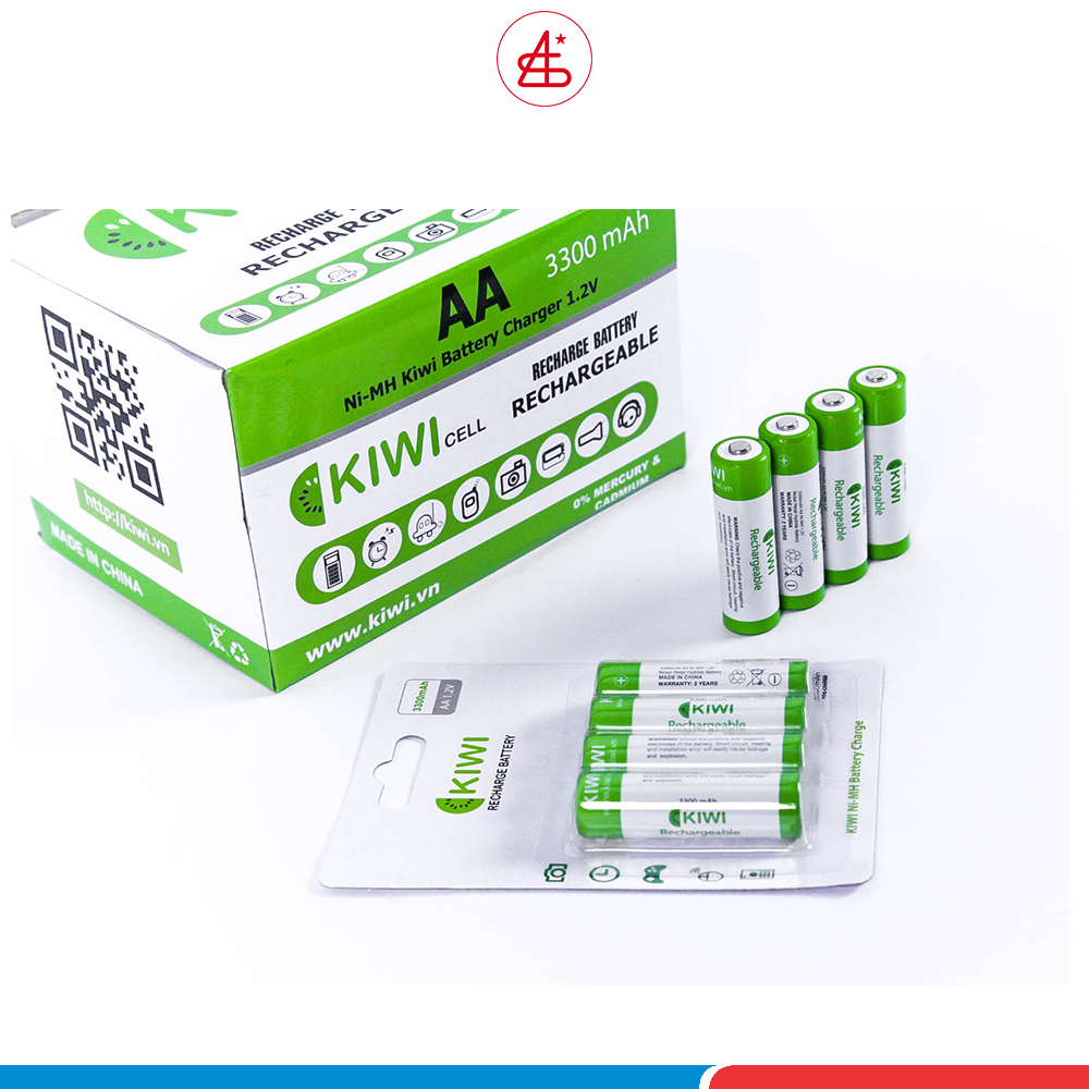 Pin sạc Kiwi AA 3300Mah vỉ 4 viên, hàng chính hãng