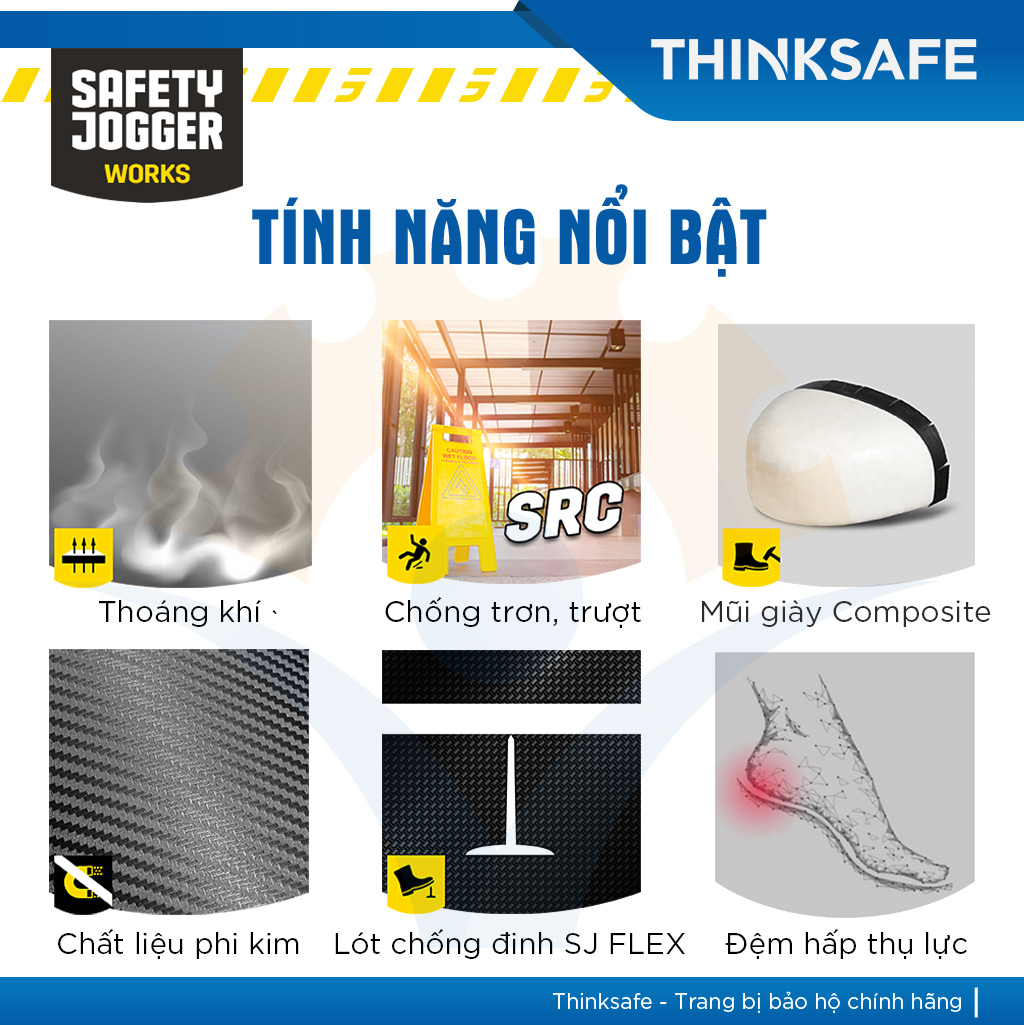 Giày bảo hộ siêu nhẹ Safety Jogger , giày bảo hộ chính hãng cao cấp, thiết kế thể thao, đẹp, giày chống đinh, đi công trường, công trình - Giày bảo hộ lao động Raptor S1P