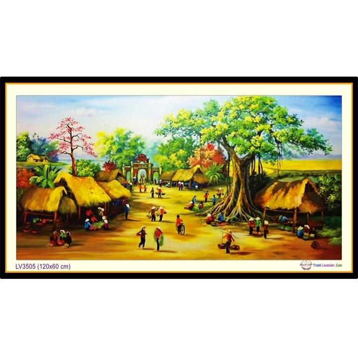Tranh thêu phong cảnh hồn quê LV3505 - kích thước: 120 * 60cm.