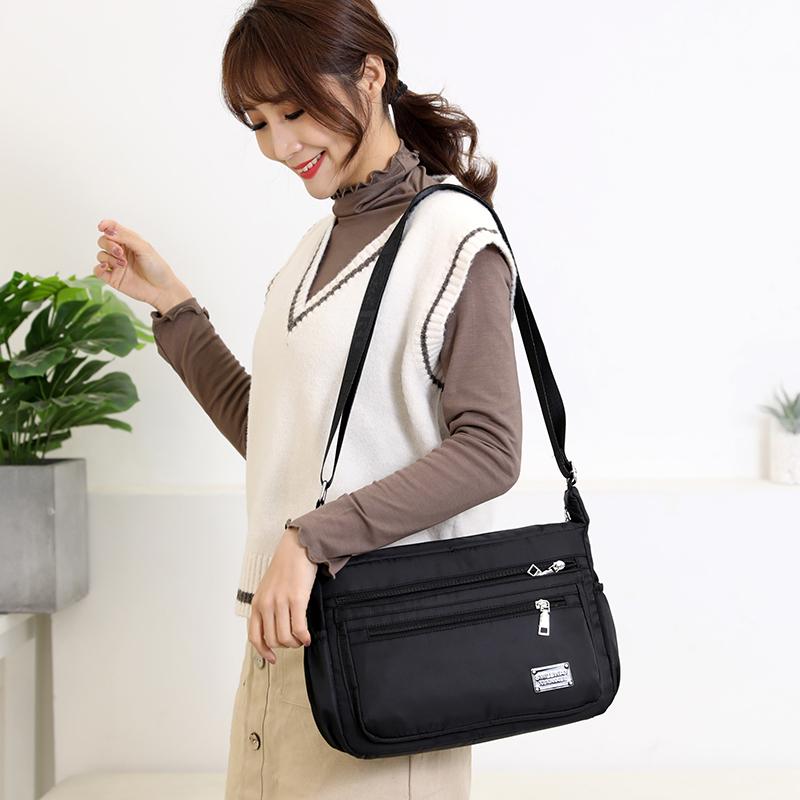 Thời Trang Nữ Màu Trơn Khóa Kéo Nylon Chống Thấm Nước Túi Đeo Vai Nữ Túi Đeo Chéo Nữ Bolsa Chống Nước Du Lịch Túi