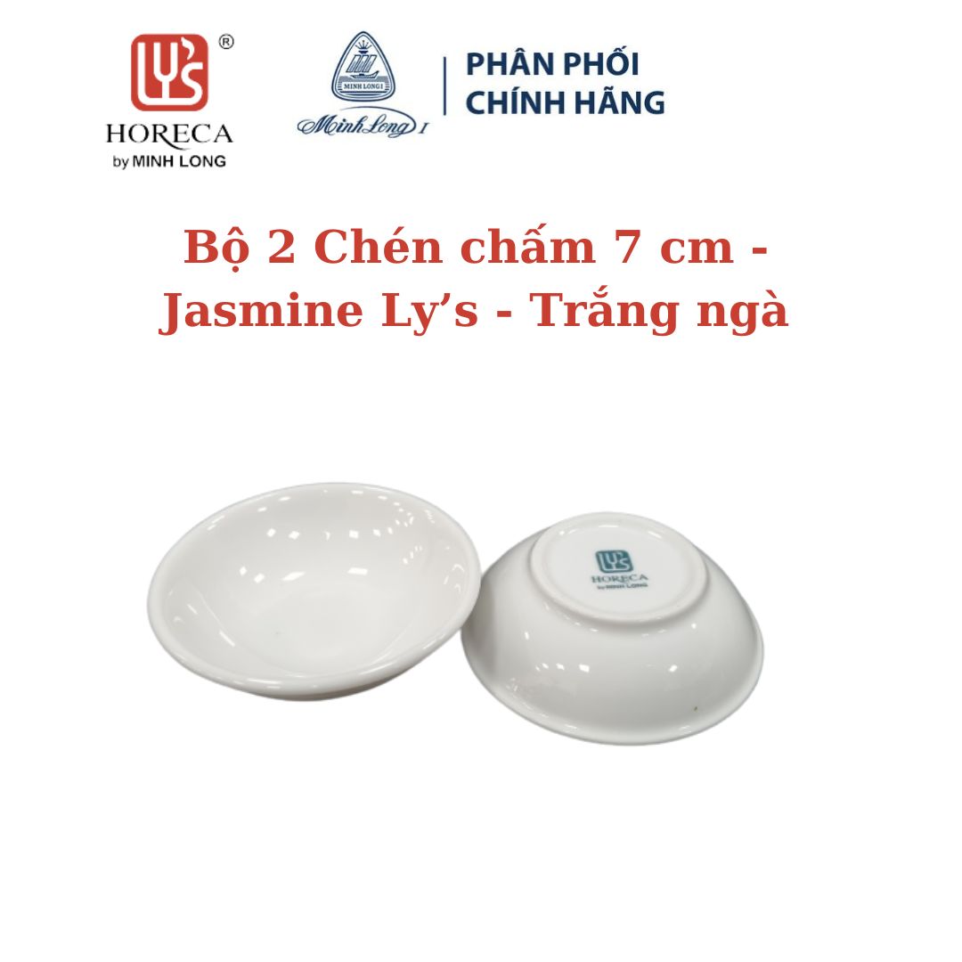 Bộ 2 Chén chấm 7 cm Jasmine Ly's - Trắng ngà - Gốm sứ cao cấp Minh Long I