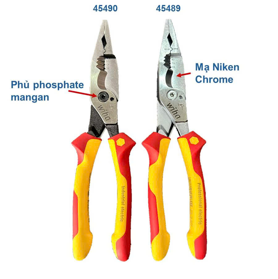 Bộ 2 Kìm Đa năng 8 trong 1 Wiha cách điện 1000V chuyên nghiệp 45490 &amp; 45489