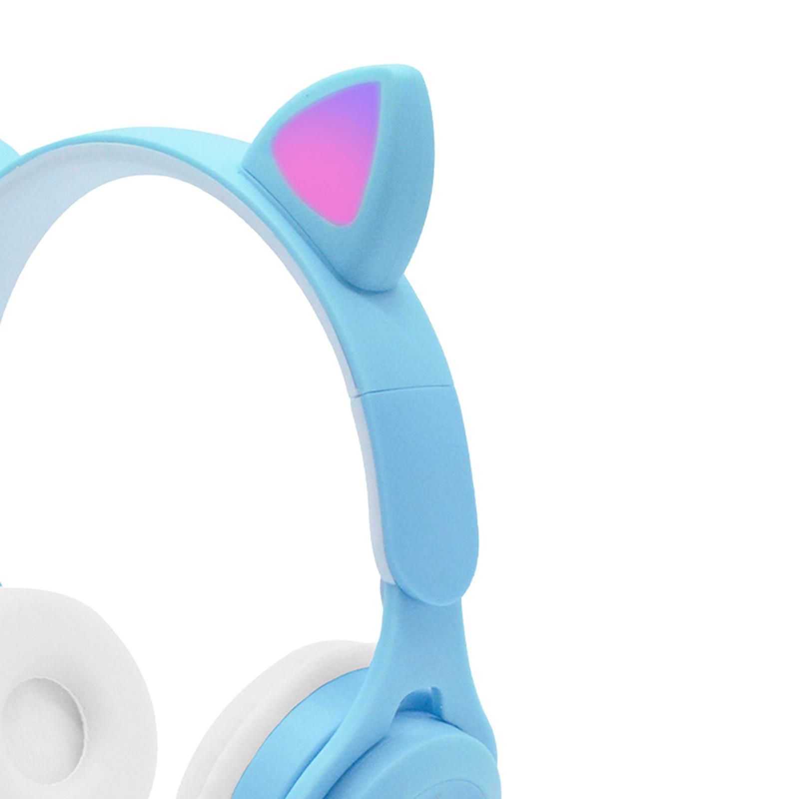 2 Sets Cat Ear LED Light Up Wireless Foldable Headphones Over-Ear with Mic