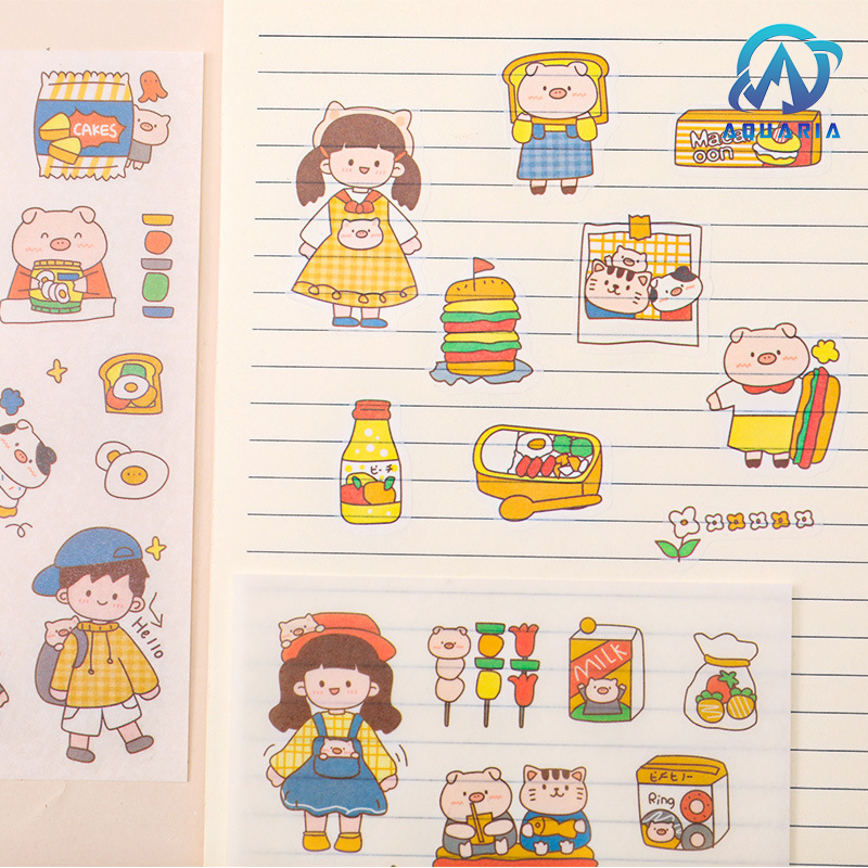 Set 4 Tấm Sticker Xinh Dễ Thương Hình Dán Cute Stickers Trang Trí Sổ Tay Dán Mũ Bảo Hiểm điện thoại siêu đẹp