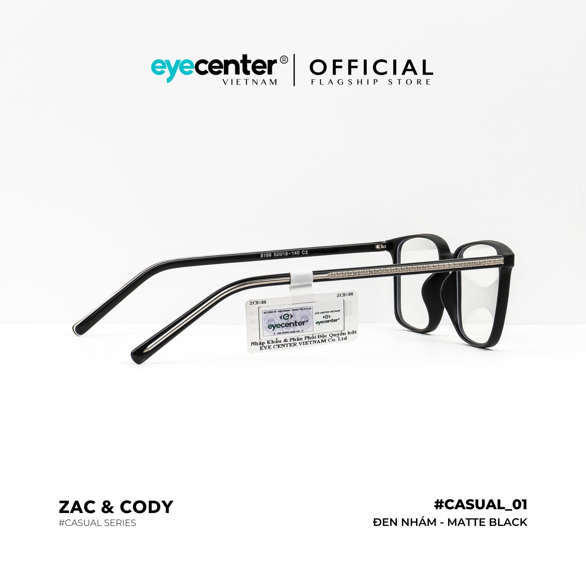Gọng kính unisex chính hãng ZAC&CODY C01 lõi thép chống gãy nhập khẩu by Eye Center