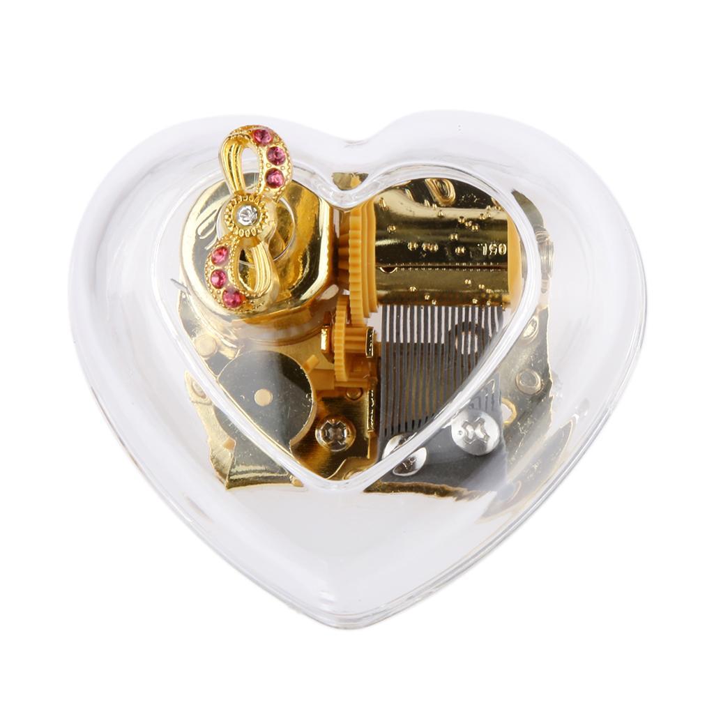 2pcs Acrylic Clockwork Music Box Melody Box Happy Birthday To You Tune Case Home Office Decoration