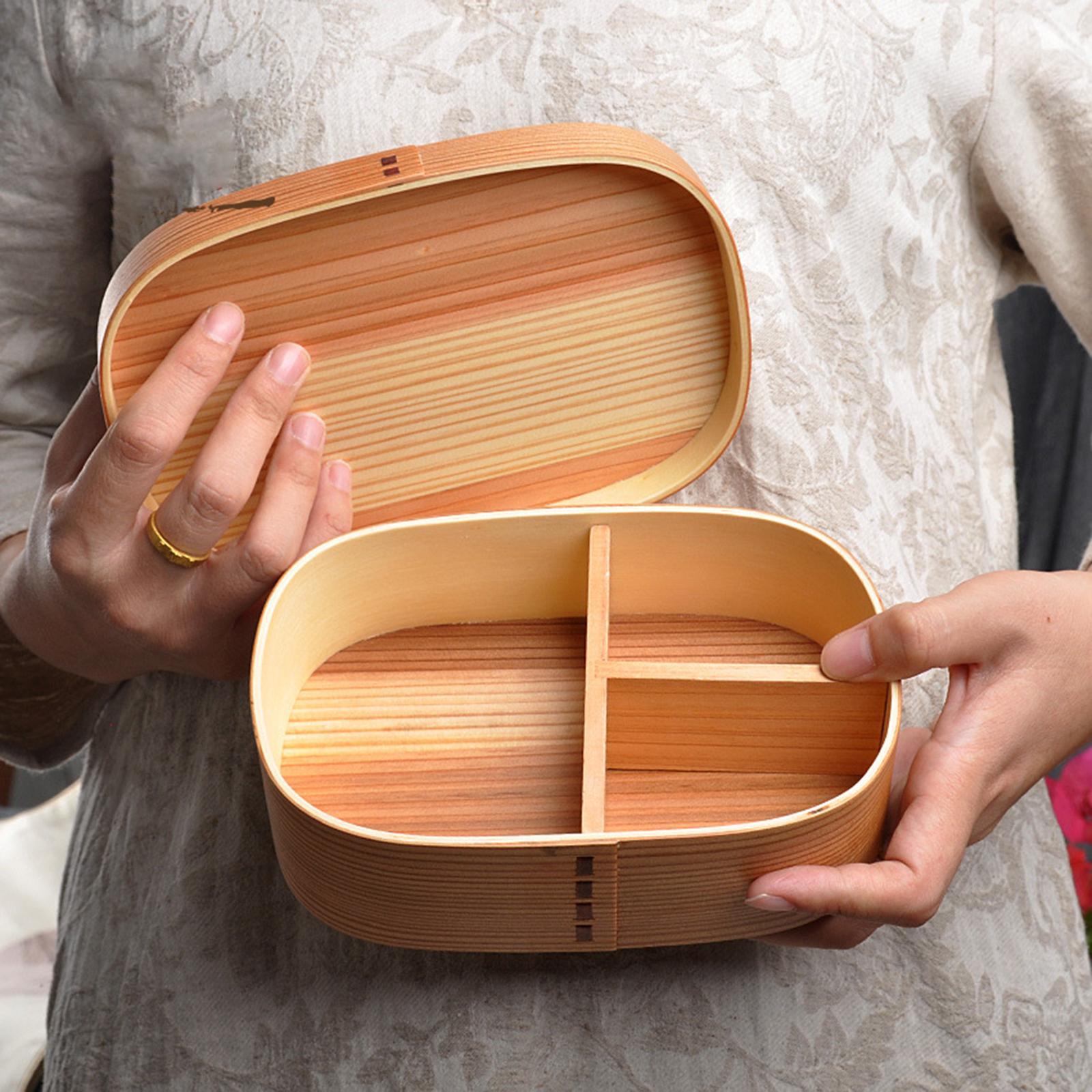 Wooden Lunch Box Sushi Container Picnic Food Carrier for Camping School Home