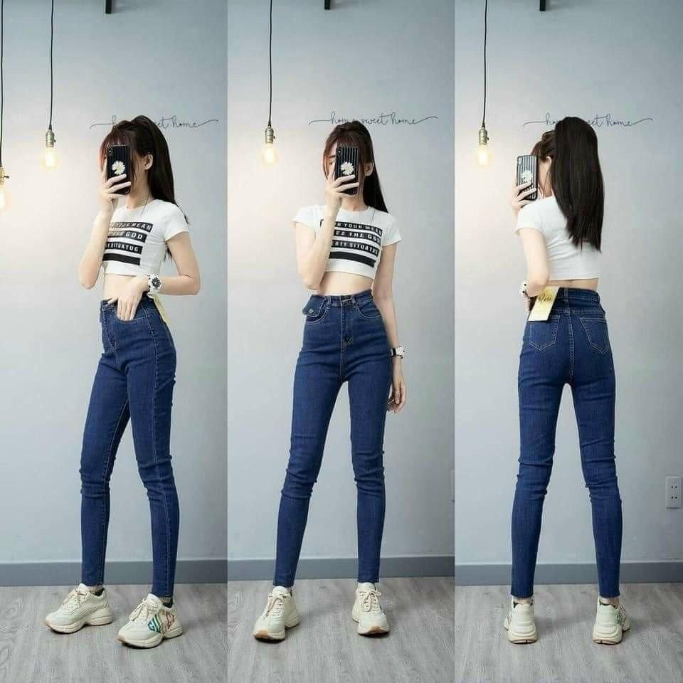 Quần jean nữ có 2 mầu cạp cao túi nắp xưởng may giá sỉ
