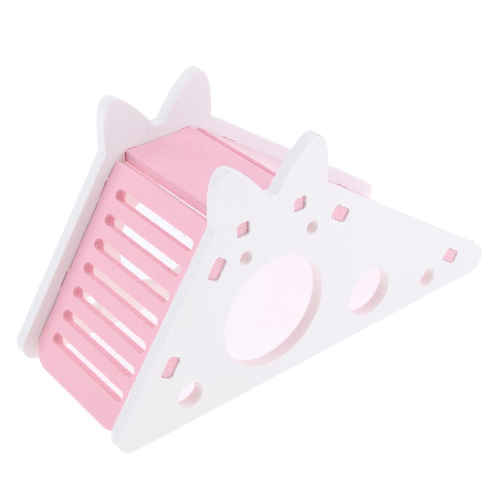 2 Pcs Hamster Chinchilla Gerbil Ladder Cage Villa,Wood Nest House,Pink&Blue