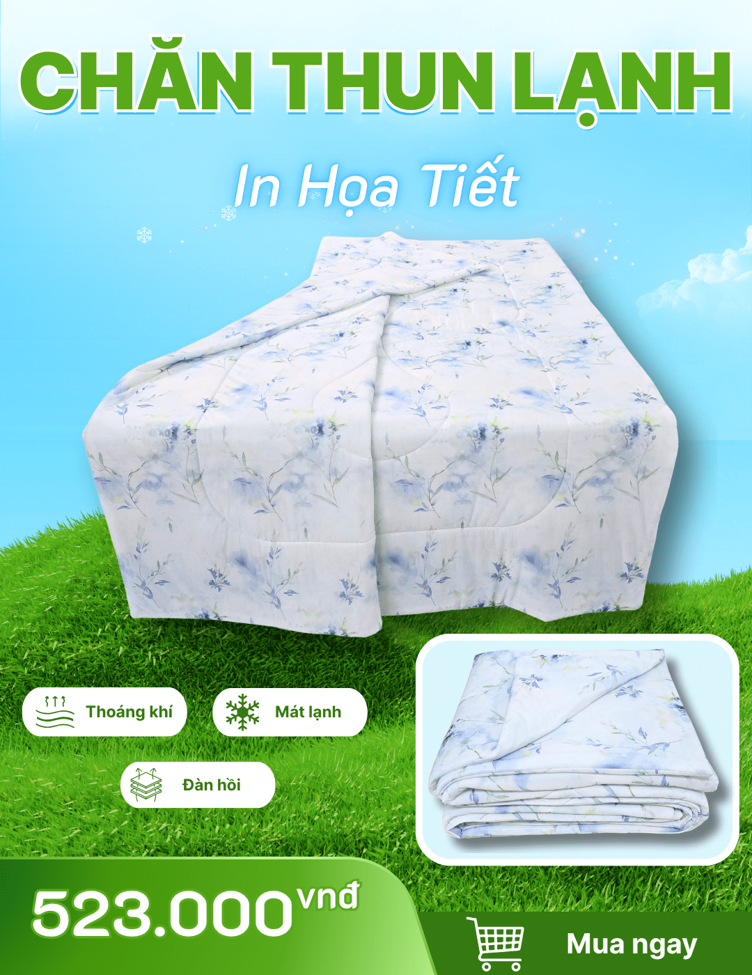 Chăn chần Thun Lạnh 180x200 in Họa Tiết