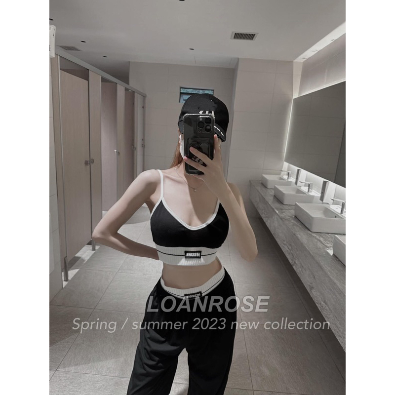 Set 3M Áo Croptop Quần Jogger Thun Gân , Set bikini 3 món thể thao