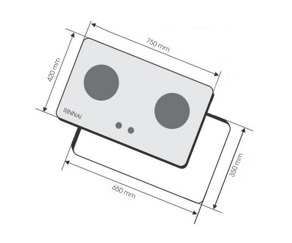 Bếp gas âm Rinnai RVB-212BG, Ngắt gas tự động - Hãng chính hãng