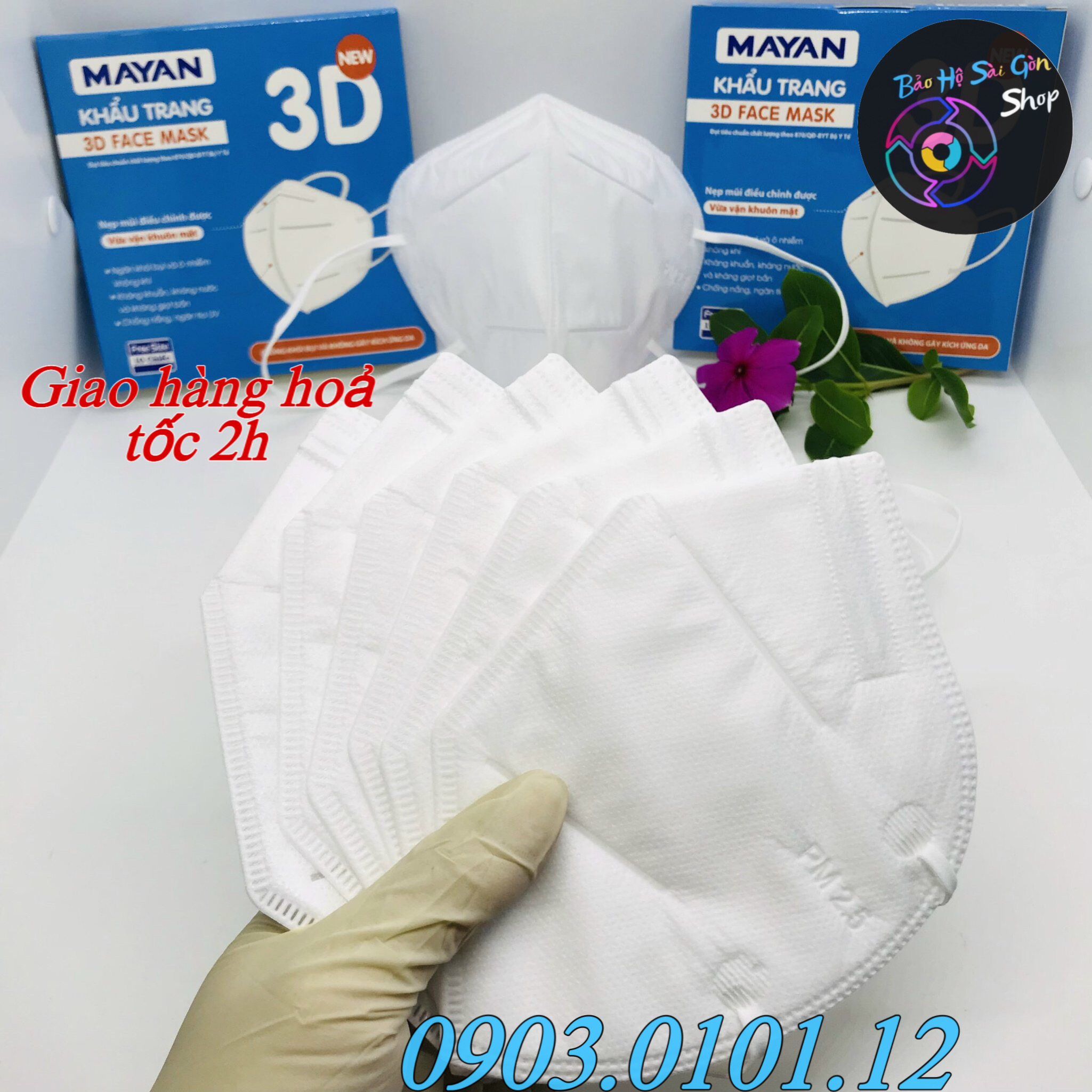 Khẩu trang 3D Mayan chính hãng 5 lớp (hộp 10 cái), 3d mask người lớn kiểu dáng khẩu trang n95