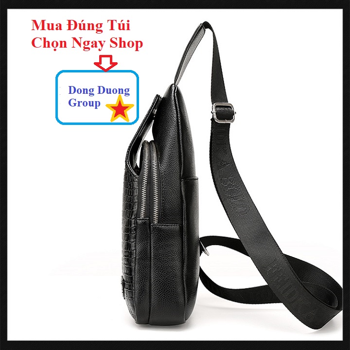 Túi đeo chéo nam da Pu Dập vân Da Cá Sấu Siêu Bền Đẹp Chống Nước- Đầu Cá Sấu