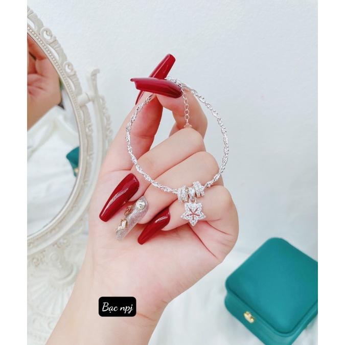 Vòng xoắn mix hoạ tiết xinh xắn , lắc tay tết óng ánh bạc đẹp - Bạc npj