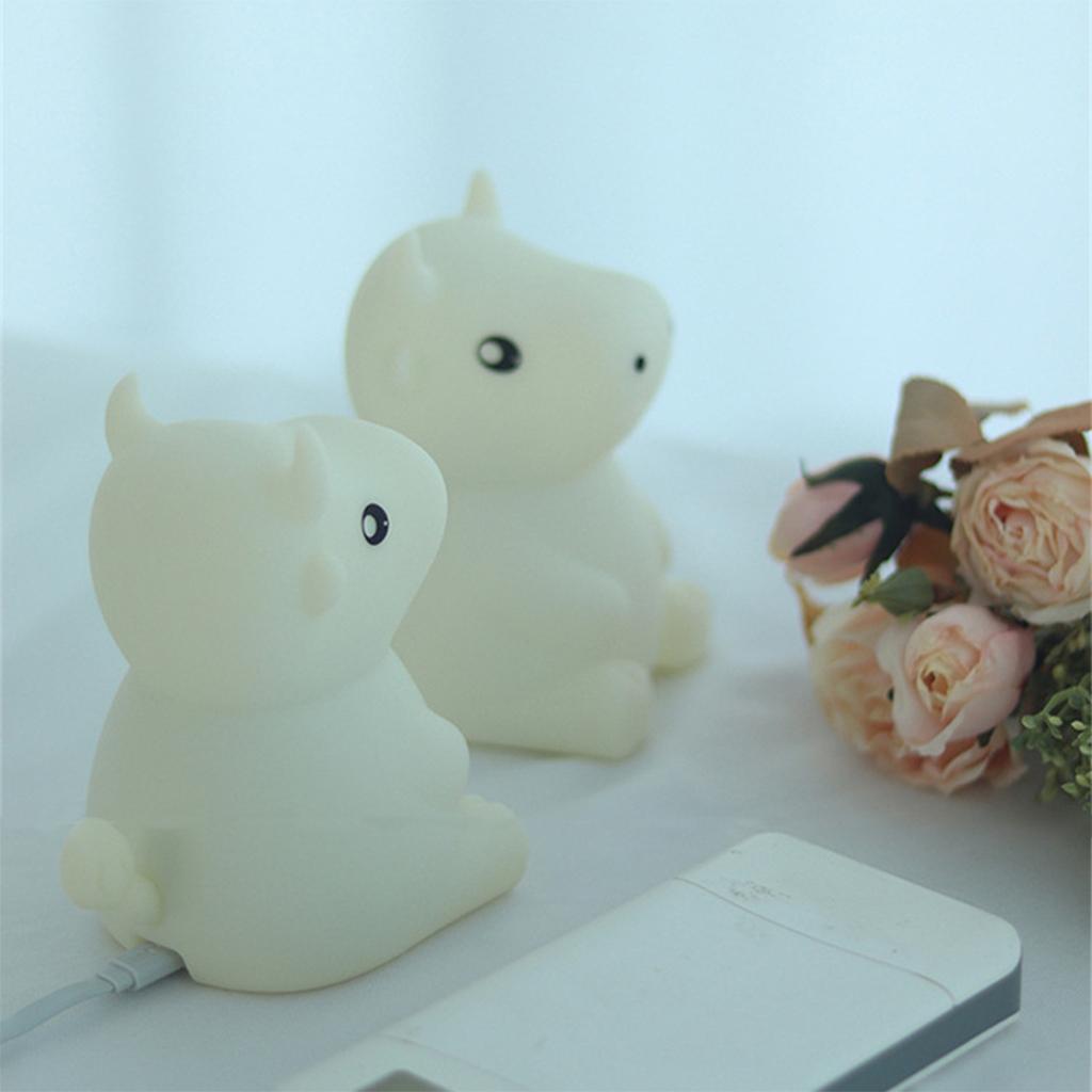 Silicone Cow LED Touch Sensor Night Light Cute Child Bedroom Lamp 7 Colors