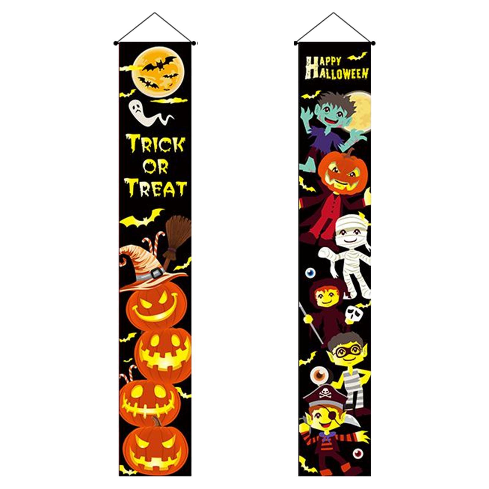 Hanging Banners Halloween Couplet Scary Decorative Sign Outdoor Flag for Party Carnival Haunted House Front Door Outside Yard