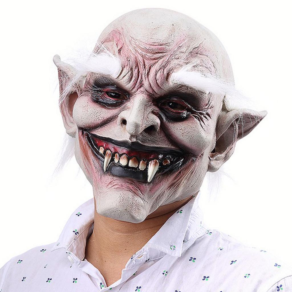 Halloween Costume Mask Full Head White Hai