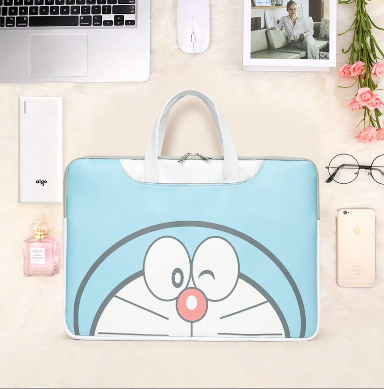 Túi xách da chống sốc laptop máy tính , túi công sở nữ cặp đựng laptop cute dễ thương