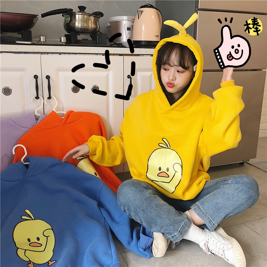 Áo Khoác Hoodie Vịt Gà Con Dễ Thương Trùm Đầu Hàn Quốc Mới 2019