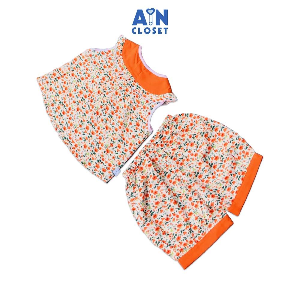 Bộ quần áo ngắn bé gái họa tiết Hoa nhí cam túi tim - AICDBGE0BBDV - AIN Closet