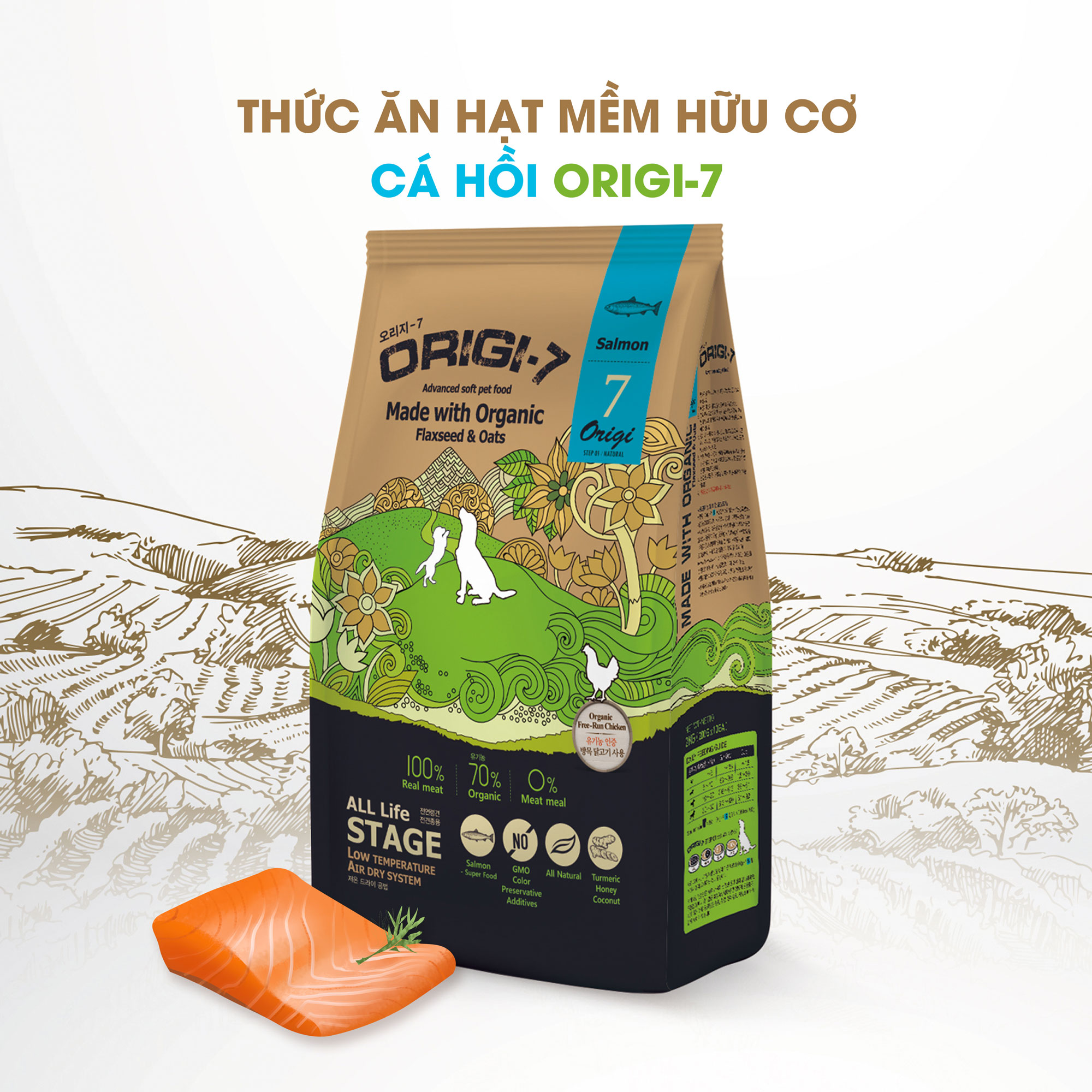 Thức ăn hạt mềm hữu cơ Origi-7 | 1.2kg | 7-FREE | Phát triển cơ xương toàn diện | Ngăn ngừa tiêu chảy | Chống lão hóa