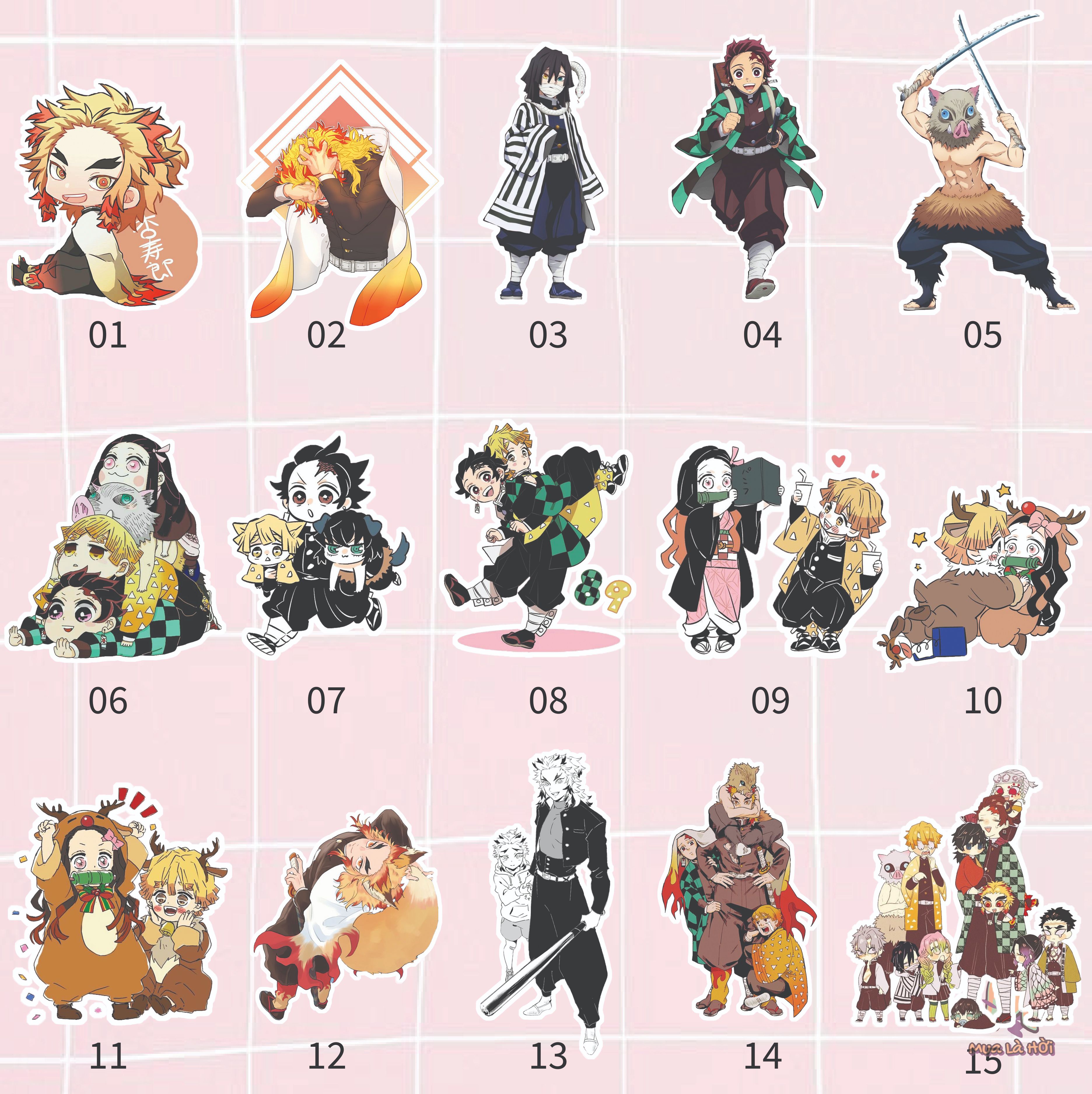 Miếng dán Stickers chủ đề Thanh gươm diệt quỷ