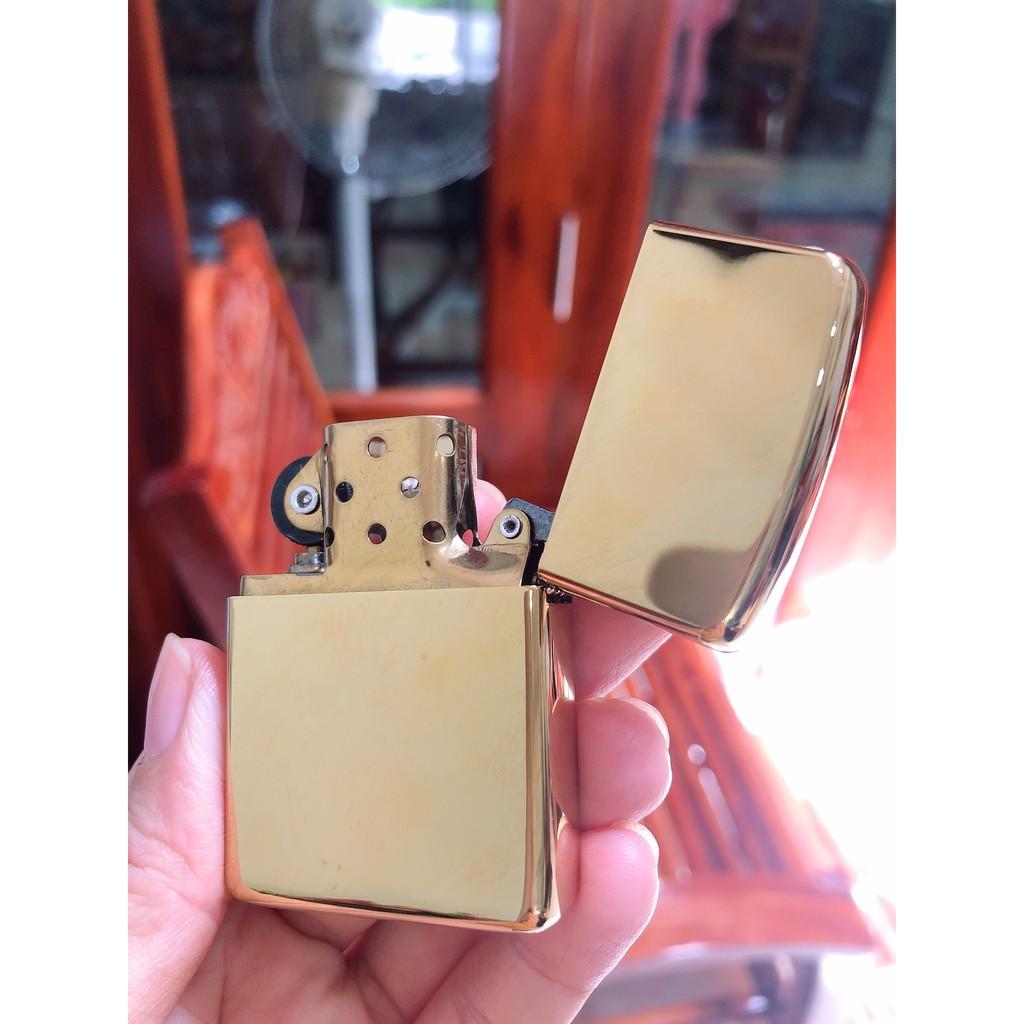 BẬT LỬA ZIPPO ARMOR VỎ DẦY KHẮC ĂN MÒN CẨN XÀ CỪ, HÌNH MÈO CHIÊU TÀI, RUỘT VÀNG