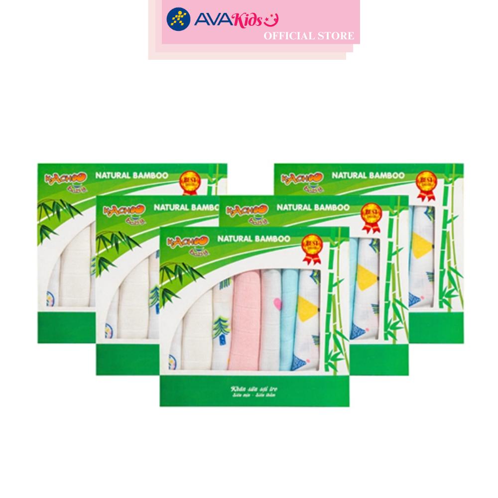 Set 8 cái khăn sữa sợi tre KACHOOBABY 2 lớp 30x30 cm - Màu ngẫu nhiên