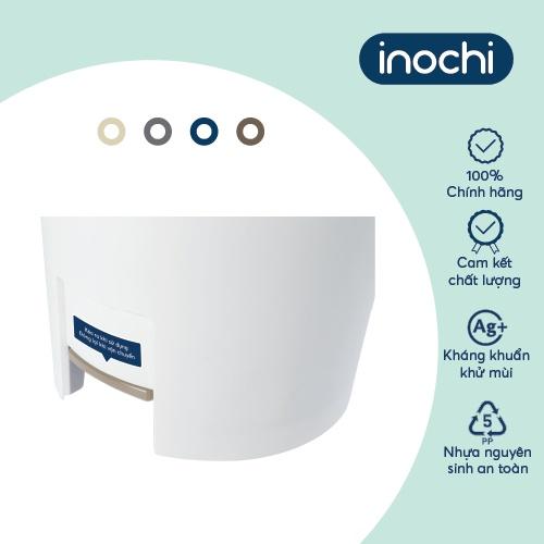 Thùng rác đạp tròn Inochi - Hiro 12L Màu Ghi sữa/ Xanh Nhật/ Trắng Kem