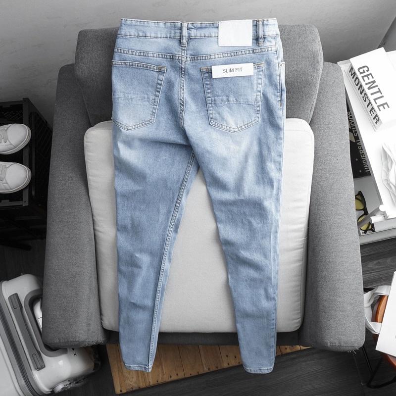 Quần jean nam cao cấp ống ôm slim fit xuất xịn co giãn