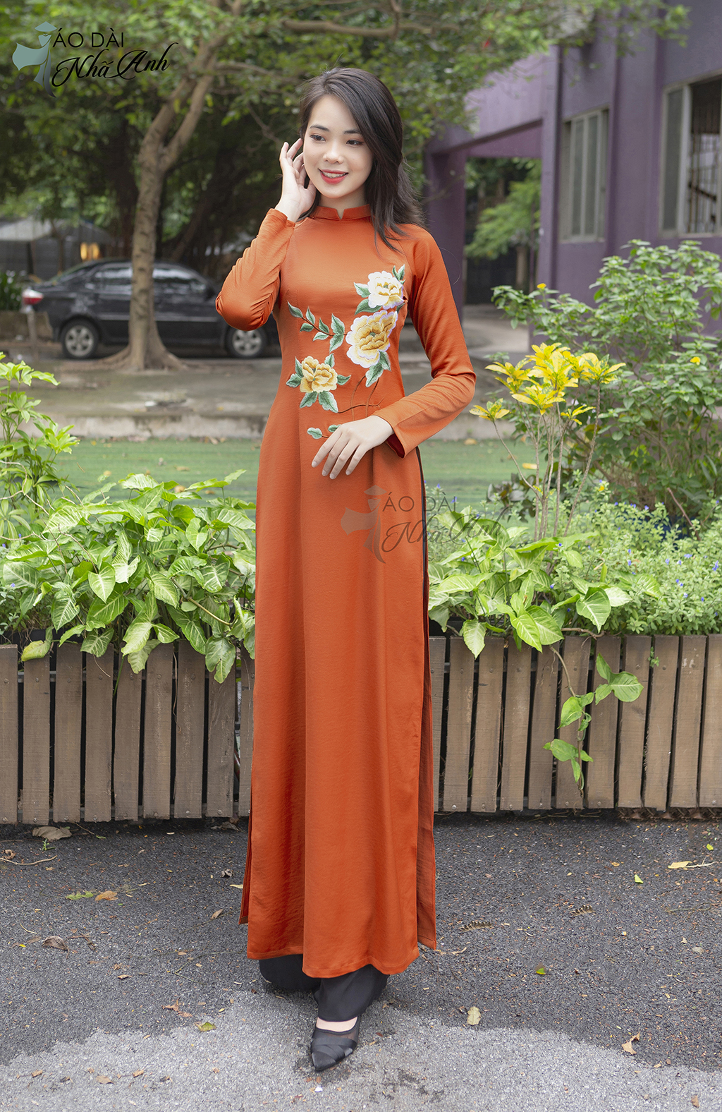 Áo dài nữ truyền thống chất liệu lụa Tây Thi cao cấp mềm mịn co giãn nhẹ - áo dài Nhã Anh - AGL04