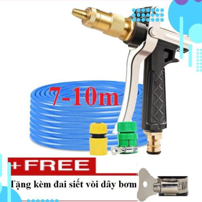 Bộ dây vòi xịt ️bơm nước phun sương️ , tăng áp 3 lần, loại 7m, 10m 206236 đầu đồng,cút,nối v + đai