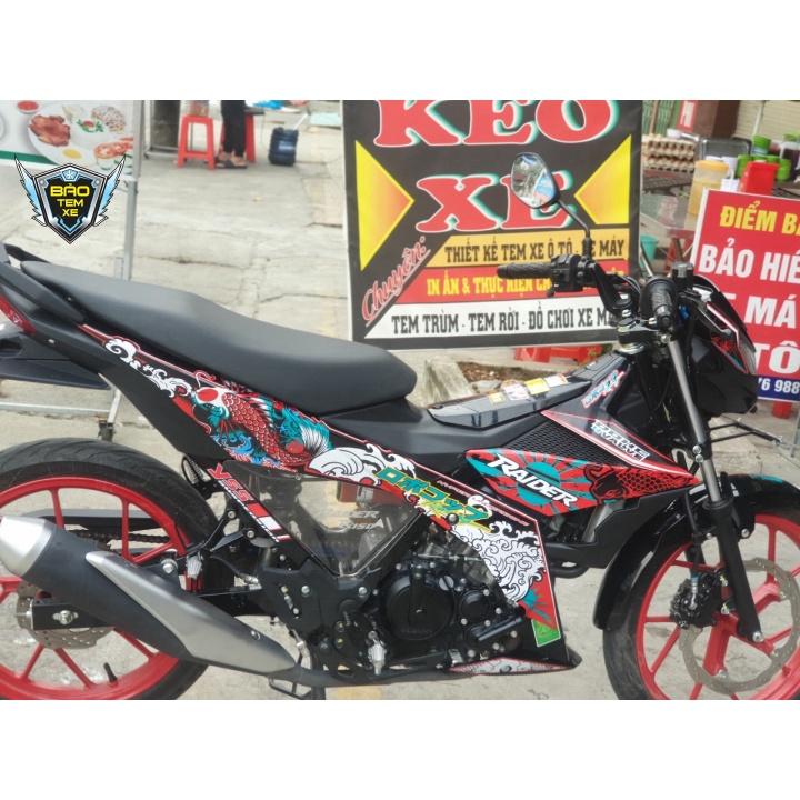 Tem rời dán xe raider fi cá chép đỏ đen