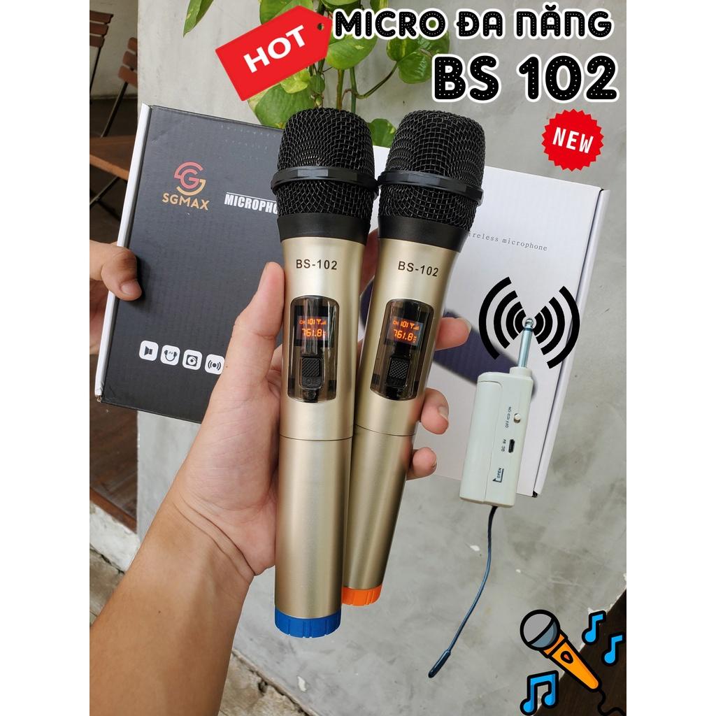 Combo 2 Micro Không Dây karaoke SGMAX102 Chuyên Dùng Cho loa kéo, amply siêu hay micro nhẹ hút âm tốt giá cực rẻ