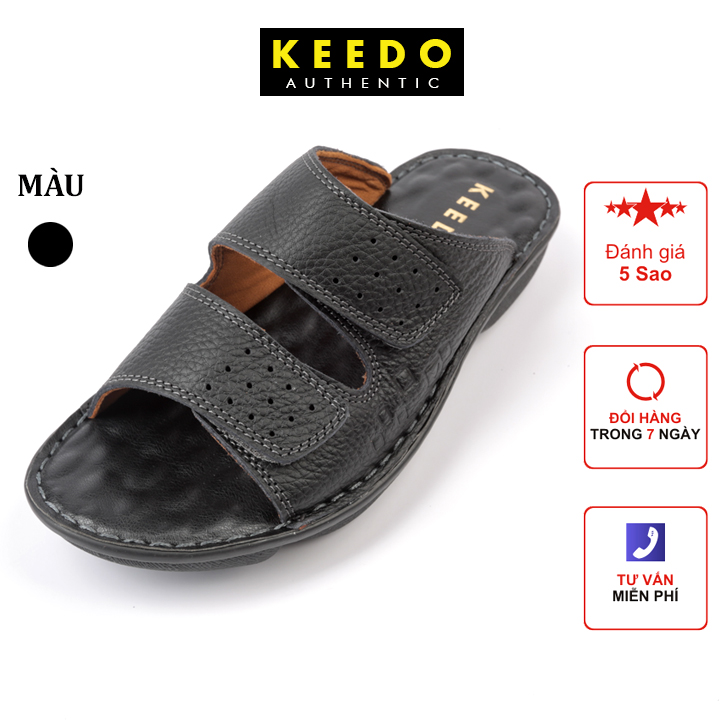 Dép nam hai quai da bò xịn thương hiệu KEEDO KD2171