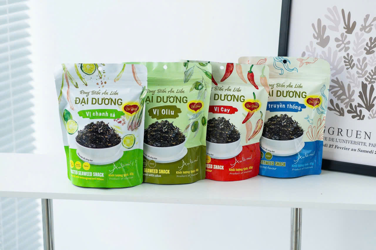 Rong biển ăn liền Đại Dương 45g vị cay, ocop 4 sao, rong biển trộn cơm, thơm ngon, giòn tan