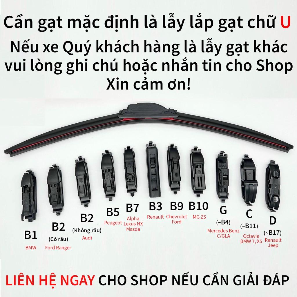 1 Cặp gạt mưa khung mềm xe Hyundai Grand I10, Getz,Accent,Azera,Elantra,Santa Fe,Sonata cần gạt silicon mềm cao cấp