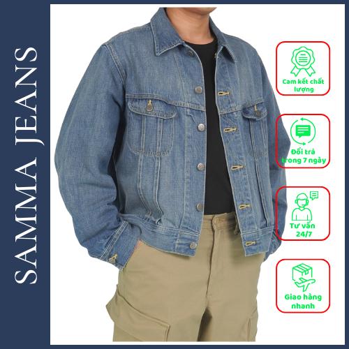 Áo bò nam siêu đẹp JK2 màu xanh nhạt, áo khoác jean nam phong cách, chất vải Jean cotton cao cấp thương hiệu Samma Jeans