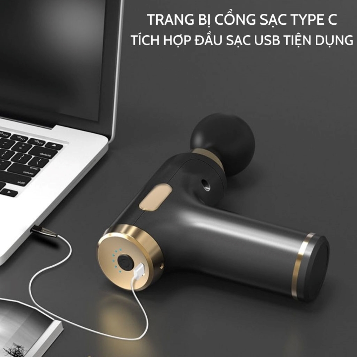 Máy mát xa massage mini đa năng cầm tay 6 chế độ tặng kèm 4 đầu massage