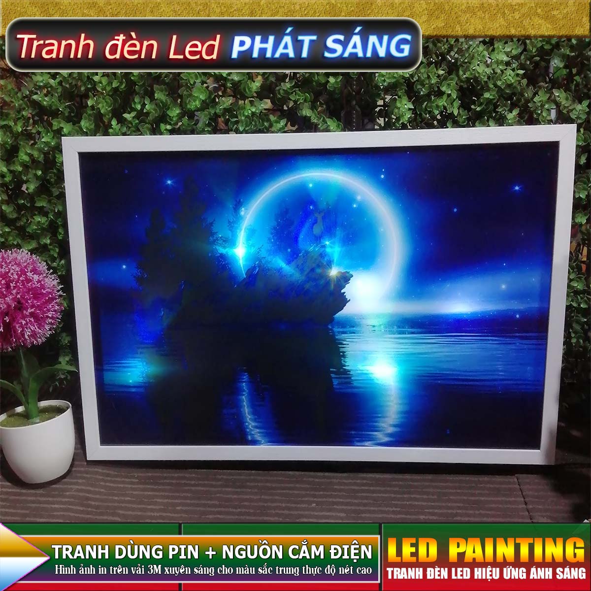 Tranh treo tường đèn led trang trí phòng khách, phòng ngủ hiệu ứng ánh sáng. KT: 60 x 40cm-MS:4493L6