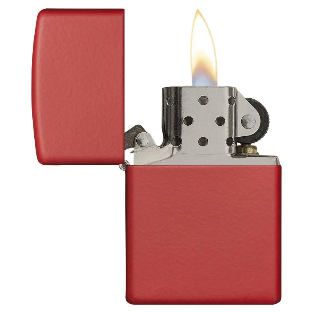 Bật lửa Zippo 233 Classic Matte Red - Dòng Sơn Tĩnh Điện Đỏ Nhám Chính Hãng Mỹ, Chống Trầy Xước, Chống Gió Cao Cấp