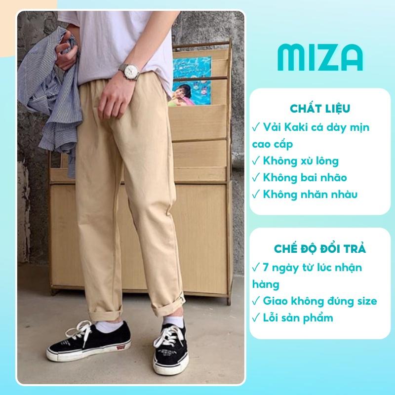 Quần tây baggy nam nữ unisex vải kaki TRƠN ống suông đen công sở đi học lưng cao ulzzang hàn quốc dây rút đẹp MIZA