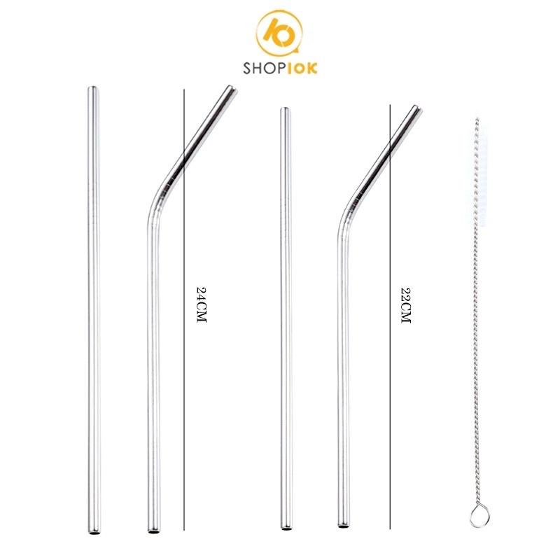 Bộ 2 Ống Hút Inox 304 Kèm Cọ Rửa - Bộ Ống Hút Inox Kèm Cọ Rửa Tiện Lợi Giá Rẻ