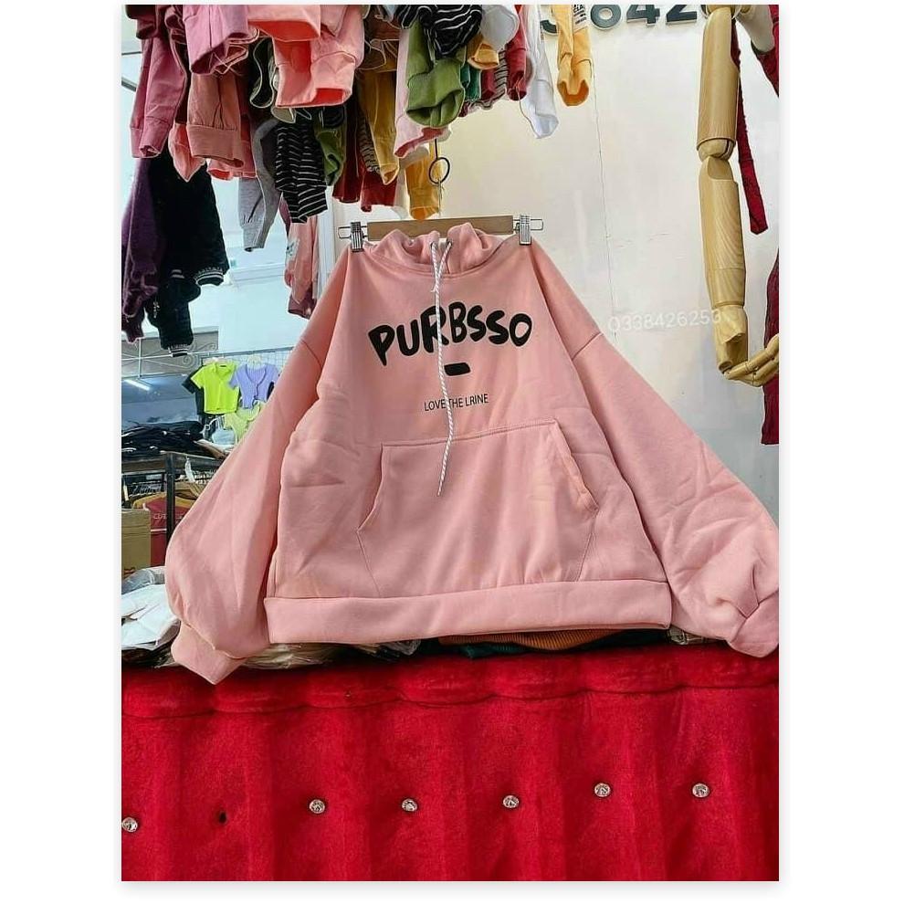 Áo khoác hoodie nam nữ chất thun nỉ ngoại chống nắng tốt in chữ PURBSSO nón 2 lớp form chuẩn tay phồng hót